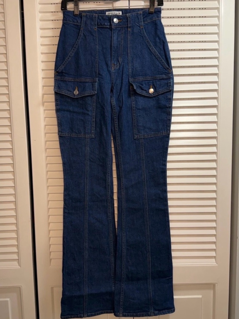 10 Crosby Derek Lam Dark Blue Wide-Leg Cargo Jeans